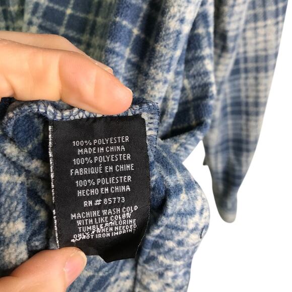 O'neill Casual Button Down Flannel Shirt Boys Sz L Slate Blue Snap Button Plaid - Picture 8 of 9